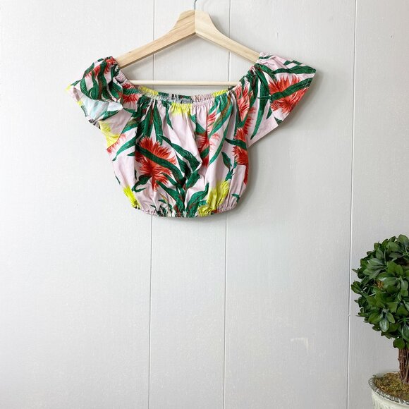 ASOS Tops - ASOS Floral Tropical Pink Cropped Top Size 2
